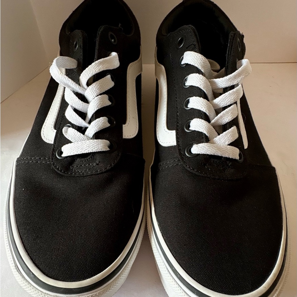 Vans Black Canvas Shoes with White Accents